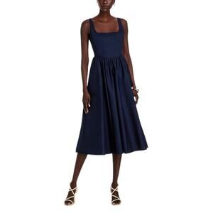 WAYF Desi Bustier Midi Dress In Navy Size Medium $128 MSRP